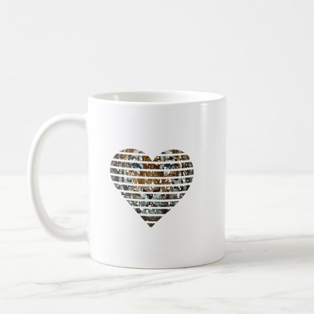 Taza De Café Bengal Tiger Endangered Distressed Heart Lover Cat (Izquierda)