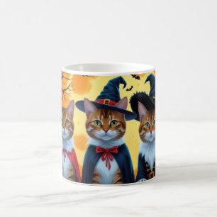 Taza De Café Bengala de los gatos calabaza Halloween Funny