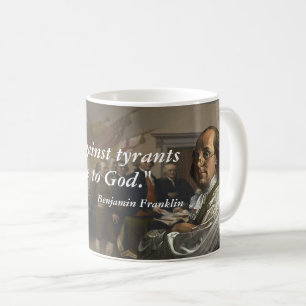Taza De Café Benjamin Franklin cita sobre la rebelión del caf