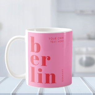 Taza De Café Berlín Alemania tipografía rojo rosa