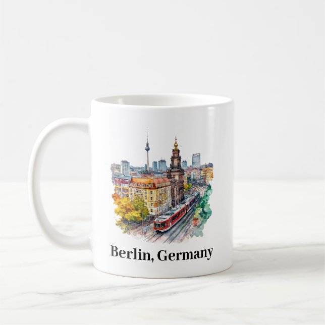 Taza De Café Berlín Alemania Vintage Travel Skline (Izquierda)
