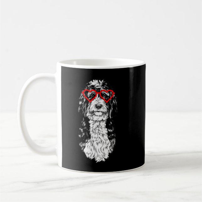 Taza De Café Bernedoodle Día de San Valentín Doodle Doodle Perr (Izquierda)