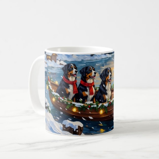 Taza De Café Bernese Mountain Dog Christmas Boat Holiday (Anverso izquierdo)