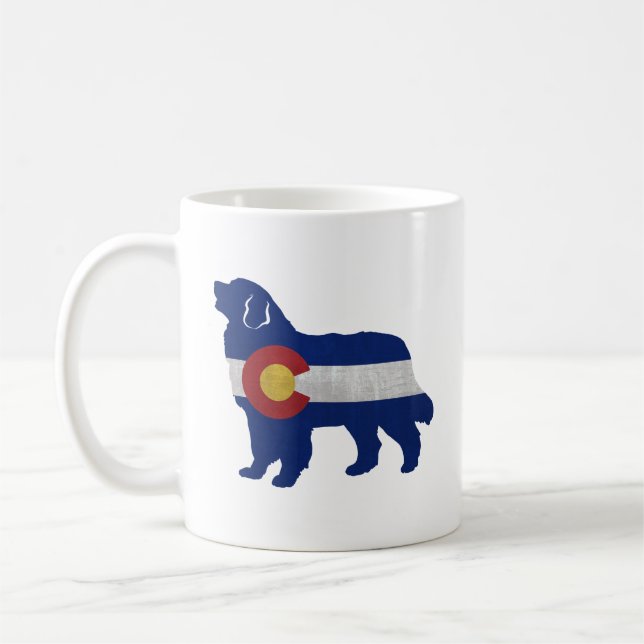 Taza De Café Bernese Mountain Dog Colorado Flag Silhouette (Izquierda)