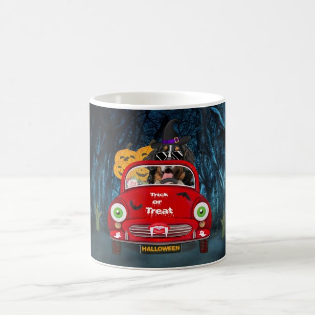 Taza De Café Bernese Mountain Dog Driing Car Sasuy Halloween (Centro)
