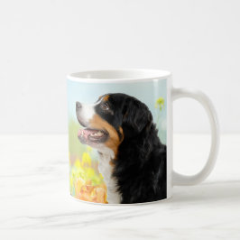Taza De Café Bernese Mountain dog in the flower garden