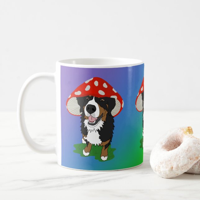 Taza De Café Bernese Mountain Dog Red Mushroom Cap (Con donut)
