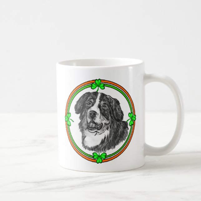 Taza De Café Bernese Mtn Dog St Patricks (Derecha)