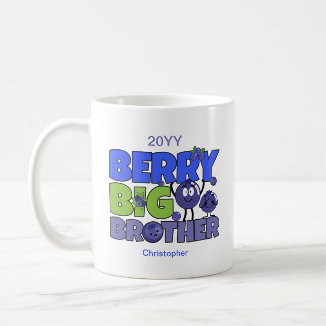 Taza De Café Berry Big Brother - Sibling Blueberry Pun (Izquierda)