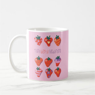 Taza De Café Berry Fond of You Illustrated Strawberry