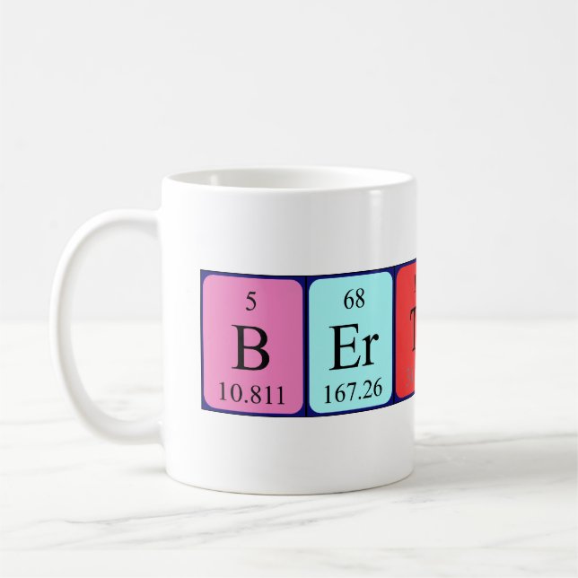 Taza De Café Bertrand periódica table name mug (Izquierda)