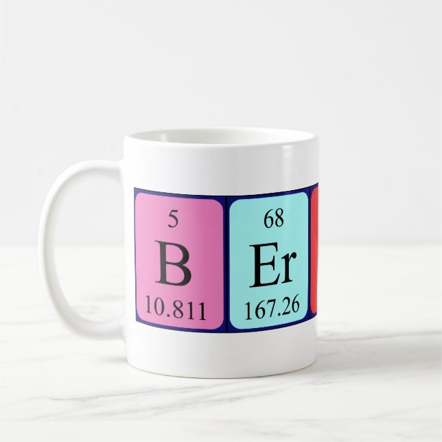 Taza De Café Bertrand periódica table name mug (Izquierda)