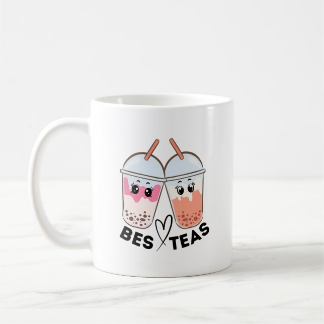 Taza De Café Bes-teas Funny Bubble Tea BFF Bestie Cute (Izquierda)