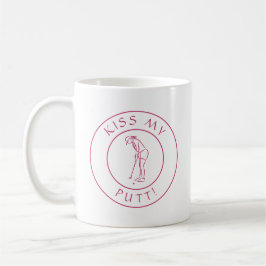 Taza De Café Besa mi putt divertida golfista dama Deportes rosa