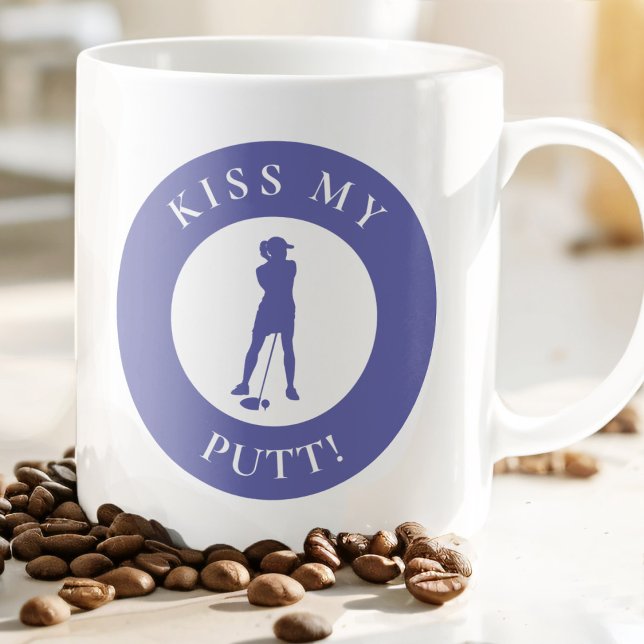 Taza De Café Besa mi Putt divertido humor de golfista Silueta p (Subido por el creador)