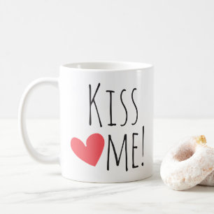 Taza De Café Bésame cita de amor corazón rojo boda compromiso