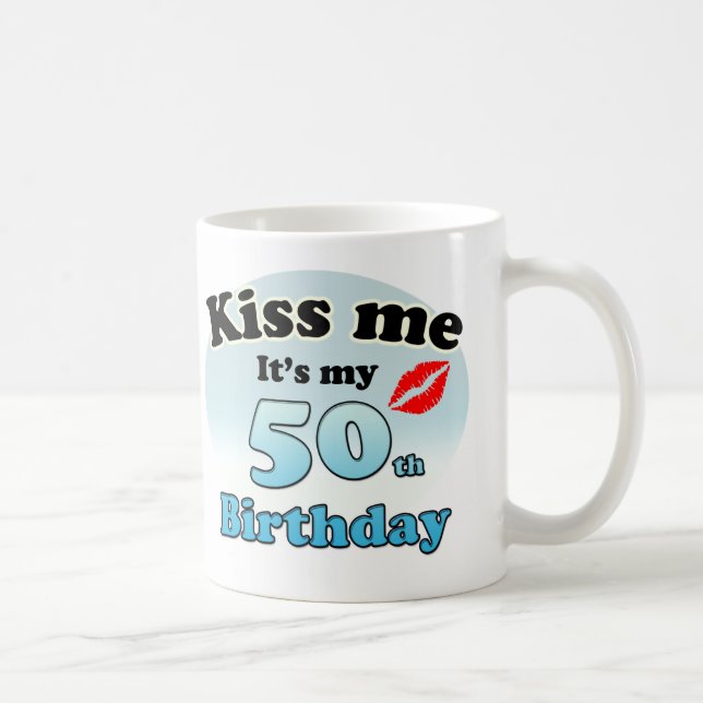 Taza De Café Bésame es mi cumpleaños número 50 (Derecha)