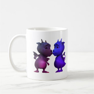 Taza De Café Bésame rápido Dragón bebé azul y rosa lindo