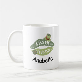 Taza De Café Bésame Soy el irlandés retro labial personalizado