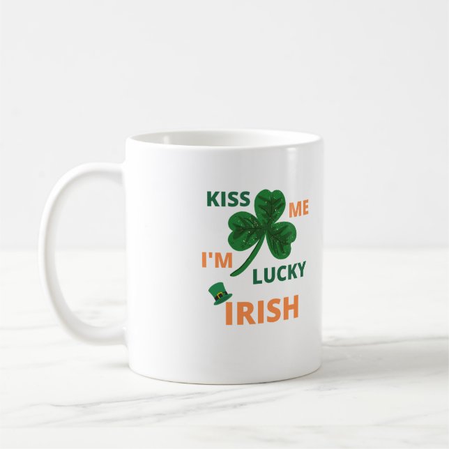 Taza De Café Bésame, soy un irlandés afortunado (Izquierda)
