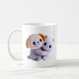 Taza De Café Beso de Cachorro y Gatito Adorable