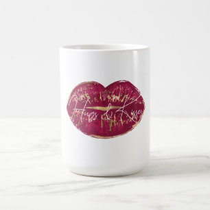 Taza De Café Beso de los labios rojos