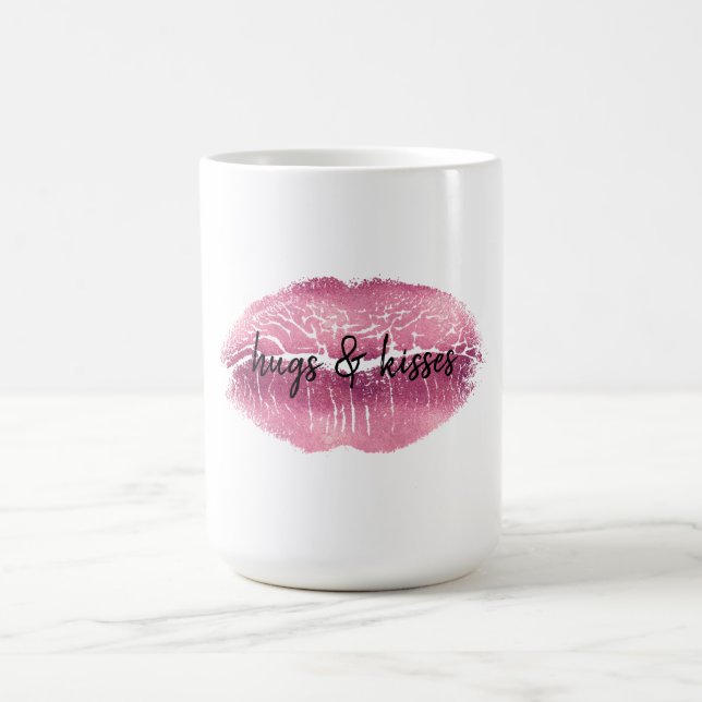 Taza De Café Beso de los labios rosados personalizado (Centro)