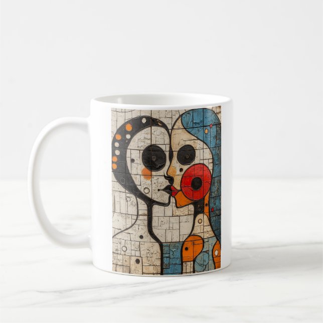 Taza De Café Beso geométrico abstracto (Izquierda)