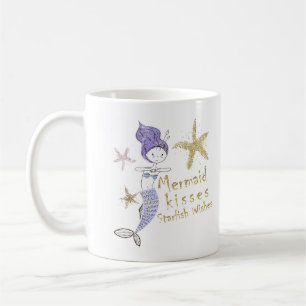 Taza De Café Besos de Estrella de Mar Deseos de Sirena Brillo d