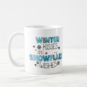Taza De Café Besos De Invierno Y Deseos De Copo De Nieve