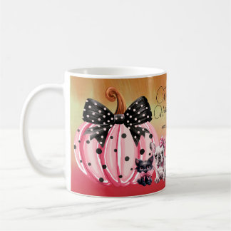 Taza De Café Besos franceses Bulldog haloween Cita de gato rosa