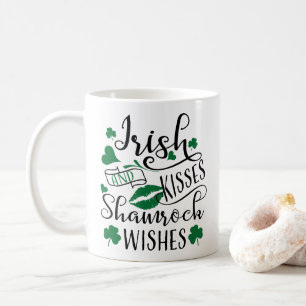 Taza De Café Besos irlandeses y deseos de Shamrock
