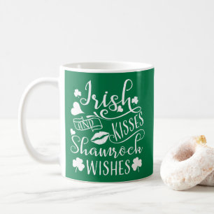 Taza De Café Besos irlandeses y deseos de Shamrock