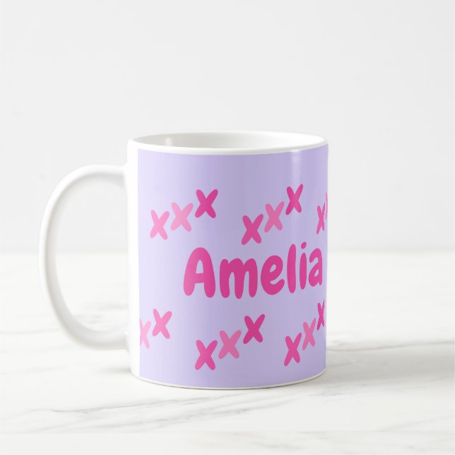 Taza De Café Besos rosa Lilac personalizados (Izquierda)
