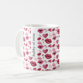 Taza De Café Besos Y Corazones Patrón Acuarela