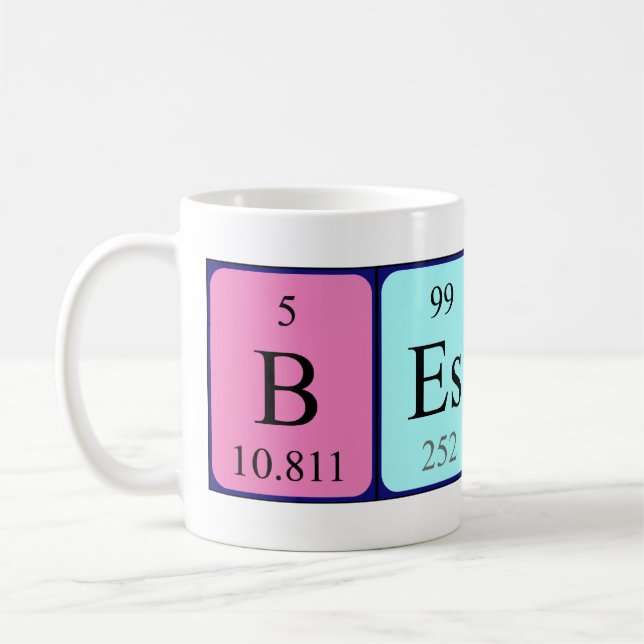 Taza De Café Bessy periódica nombre de tabla mug (Izquierda)