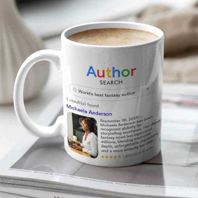 Taza De Café Best Author Ever Search Photo Message Writer Gift (Subido por el creador)