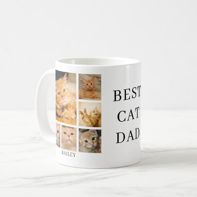 Taza De Café Best Cat Dad Photo Personalized  (Anverso izquierdo)