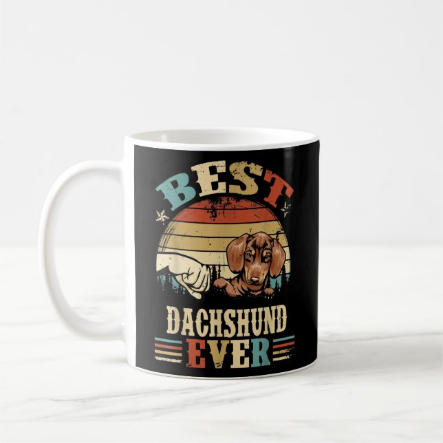 Taza De Café Best Dachshund Dad Ever Retro Fathers Day  (Izquierda)