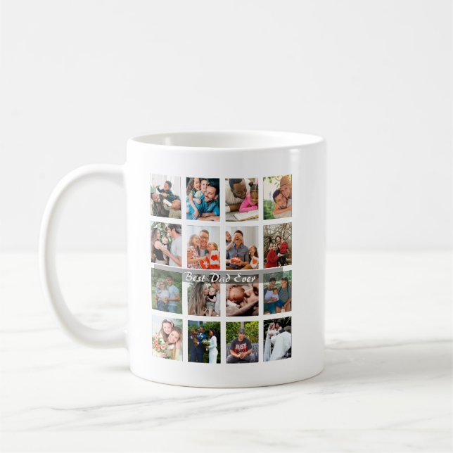 Taza De Café Best Dad Ever 16 Photo Collage Personalized Father (Izquierda)