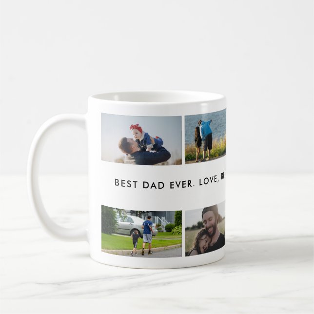 Taza De Café Best Dad Ever Custom Photo Collage (Izquierda)