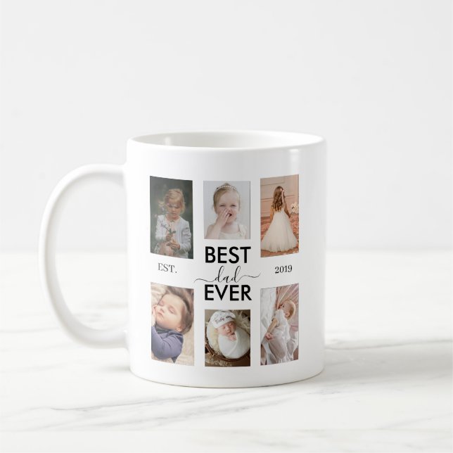 Taza De Café Best Dad Ever Customizable year and images (Izquierda)