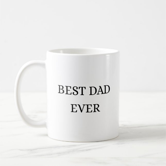 Taza De Café Best Dad Ever Minimalist Taupe Art (Izquierda)