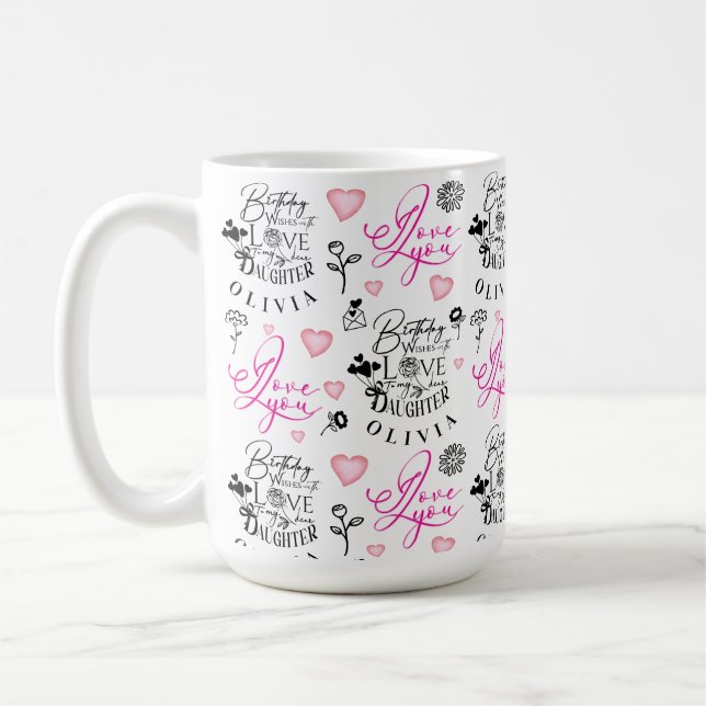 Taza De Café Best Daughter Birthday Custom Text (Izquierda)