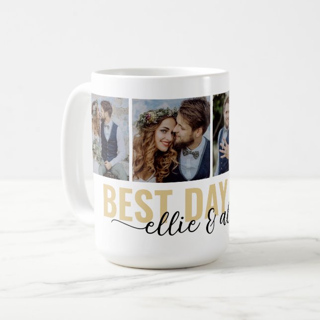Taza De Café Best Day Ever Calligraphy Photo (Anverso izquierdo)