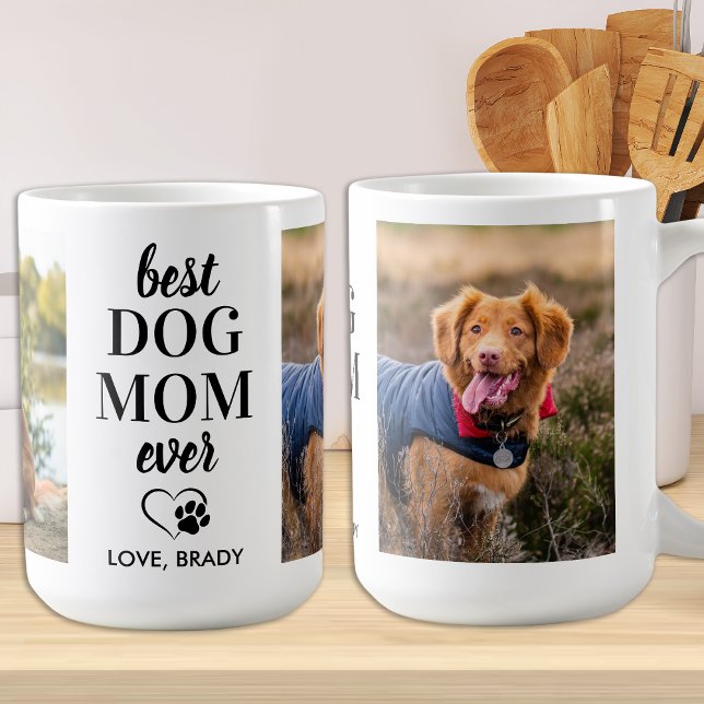 Taza De Café BEST Dog Mom Ever Personalized Mascota 2 Photo Cof (Subido por el creador)