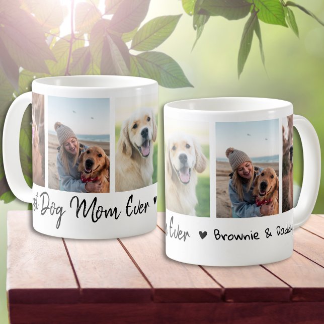 Taza De Café Best Dog Mom Ever Pet 5 Photo Collage White (Subido por el creador)