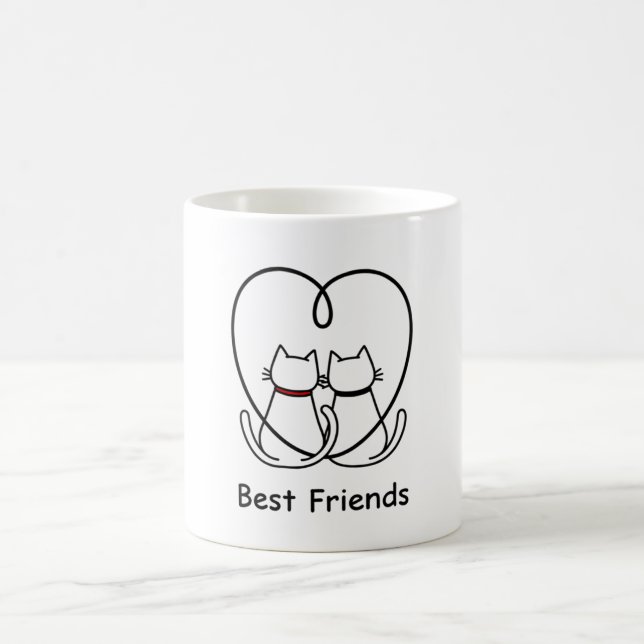 Taza De Café Best Friends Cats Heart Tail (Centro)
