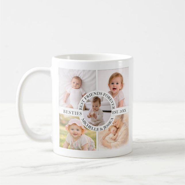 Taza De Café Best Friends Ever Photo Collage | Custom Bestie (Izquierda)