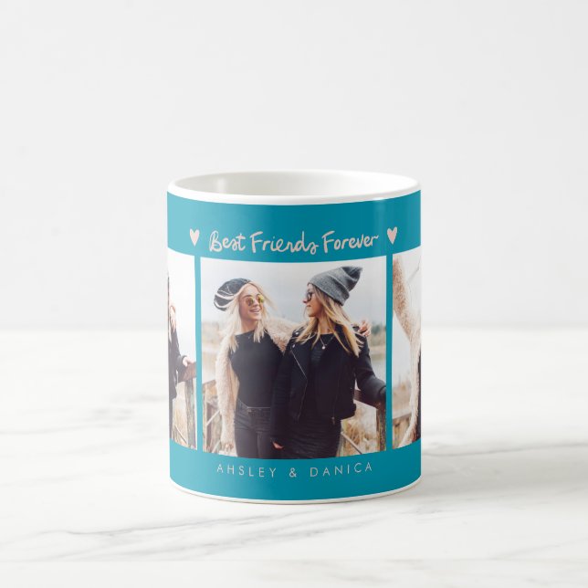 Taza De Café Best Friends Forever Photo Multi Photo Aqua Peach (Centro)